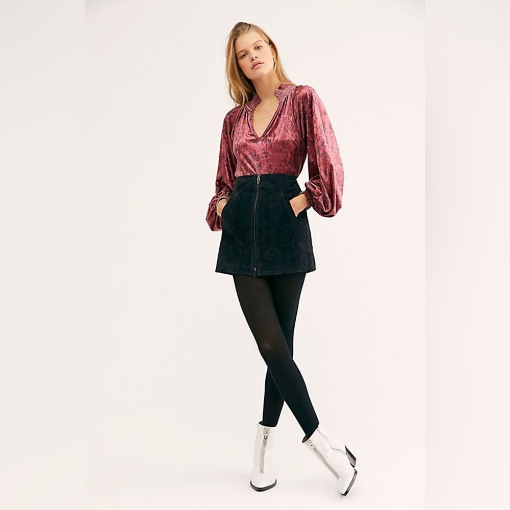 Free People Go Get ‘Em Crushed Velvet Blouse XS